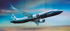 Boeing 737 MAX fold out Poster/Brochure 40in X 14in with interior photo.