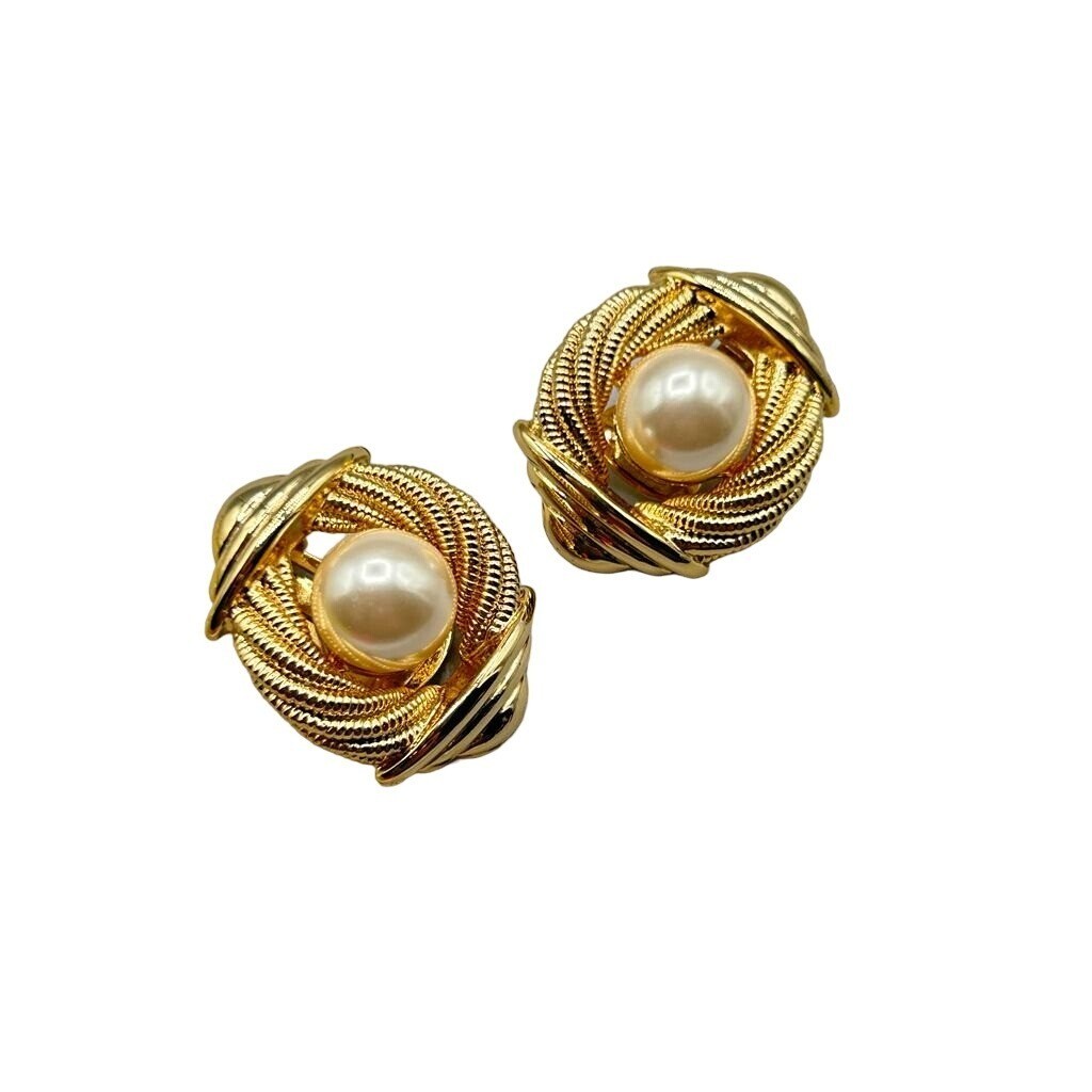 ORENA Paris Clip On Earrings Made in France Gold Tone and