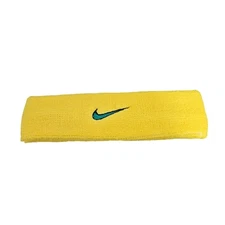 Vintage Nike Swoosh Yellow Green Sweatband Workout Unisex Adult Headband NEW