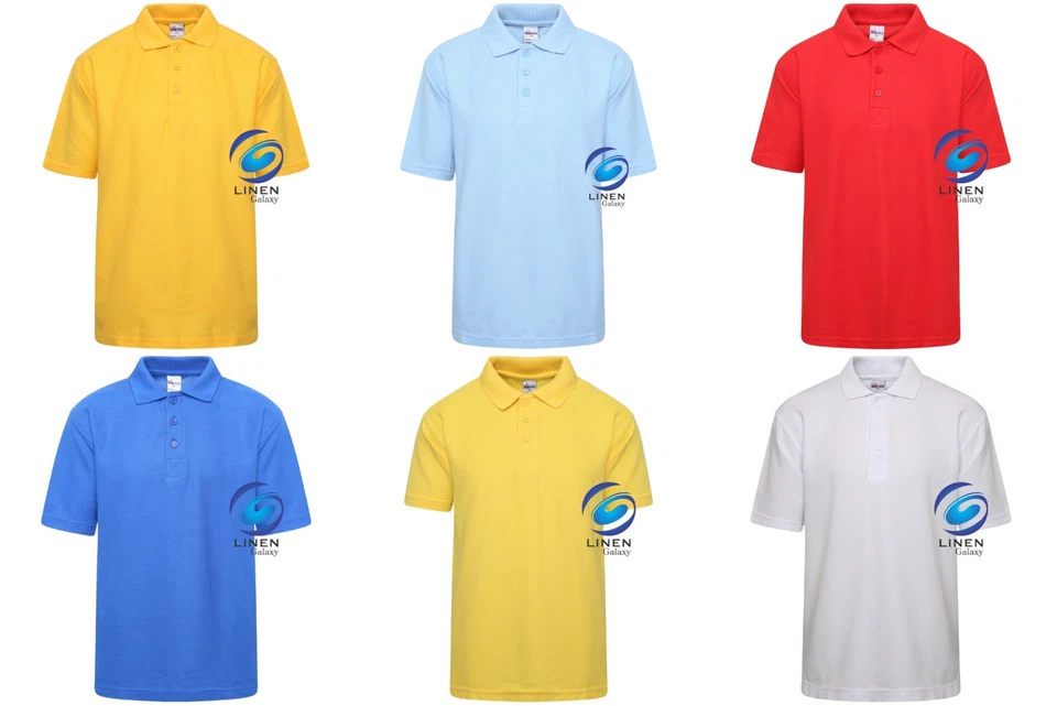 LINEN GALAXY Unisex Kids Polo Shirts Plain Polo T Shirt Boys Girls Polo School Uniform Casual