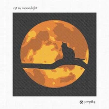 Cat In Moonlight Needlepoint Kit or Canvas