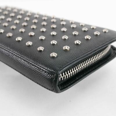 Saint Laurent Studded Zip-Around Wallet in Black Leather | eBay