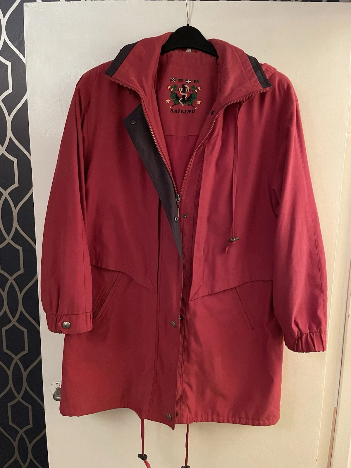 Vintage Mens Sailing Coat Jacket 80s 90s Size 44 L XL Rare VGC Red Authentic