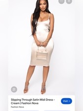 NWT XL Fashion Nova Champagne Satin Midi Slip Dress Adjustable straps
