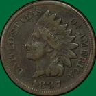 1887 Indian Head Cent Fine F Coin #40988