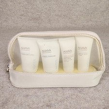 AHAVA 4 PC Set Travel Size Shower Gel, Body Lotion Hand And Foot Cream W/Bag