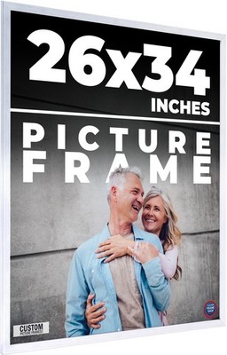 26x34 Stainless Steel Silver Wood Frame With UV Acid Free Foam Board
