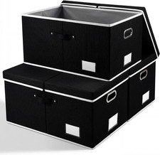 Storage Boxes with Lids 3-Pack Fabric Collapsible Storage Bins Organizer Conta