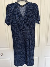 Women’s Banana Republic outlet Navy/black Leopard Print Faux Wrap Dress medium.