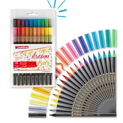 1340 Brush Pen - Set of 20 - Colorful, Bright, Delicate Colors - Flexible Bru...