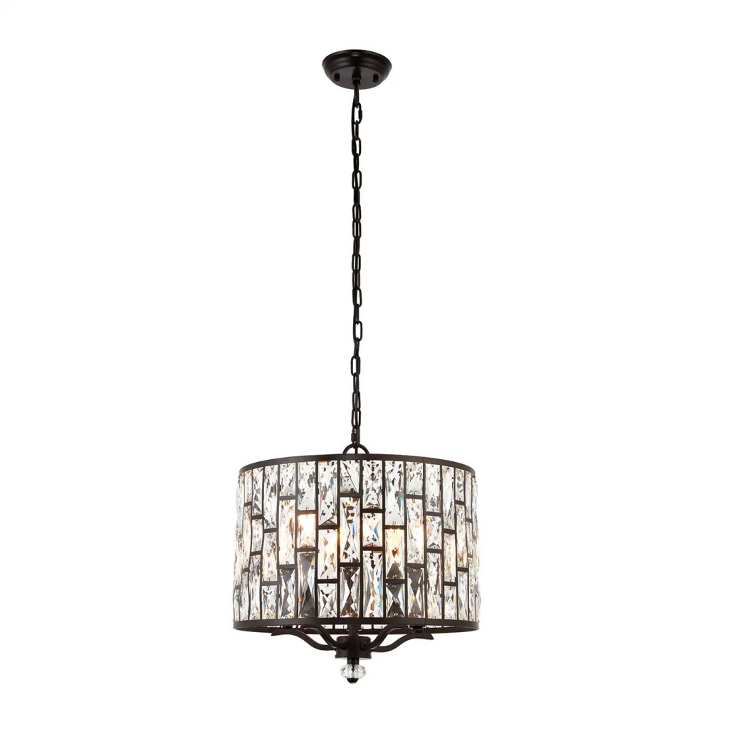 Ceiling Light Bronze Belle 5 Chandelier Pendant Dark Clear Crystal Endon 69390
