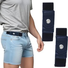 2 Pack No Buckle Elastic Belt Invisible Loop Belt for Jeans Pants
