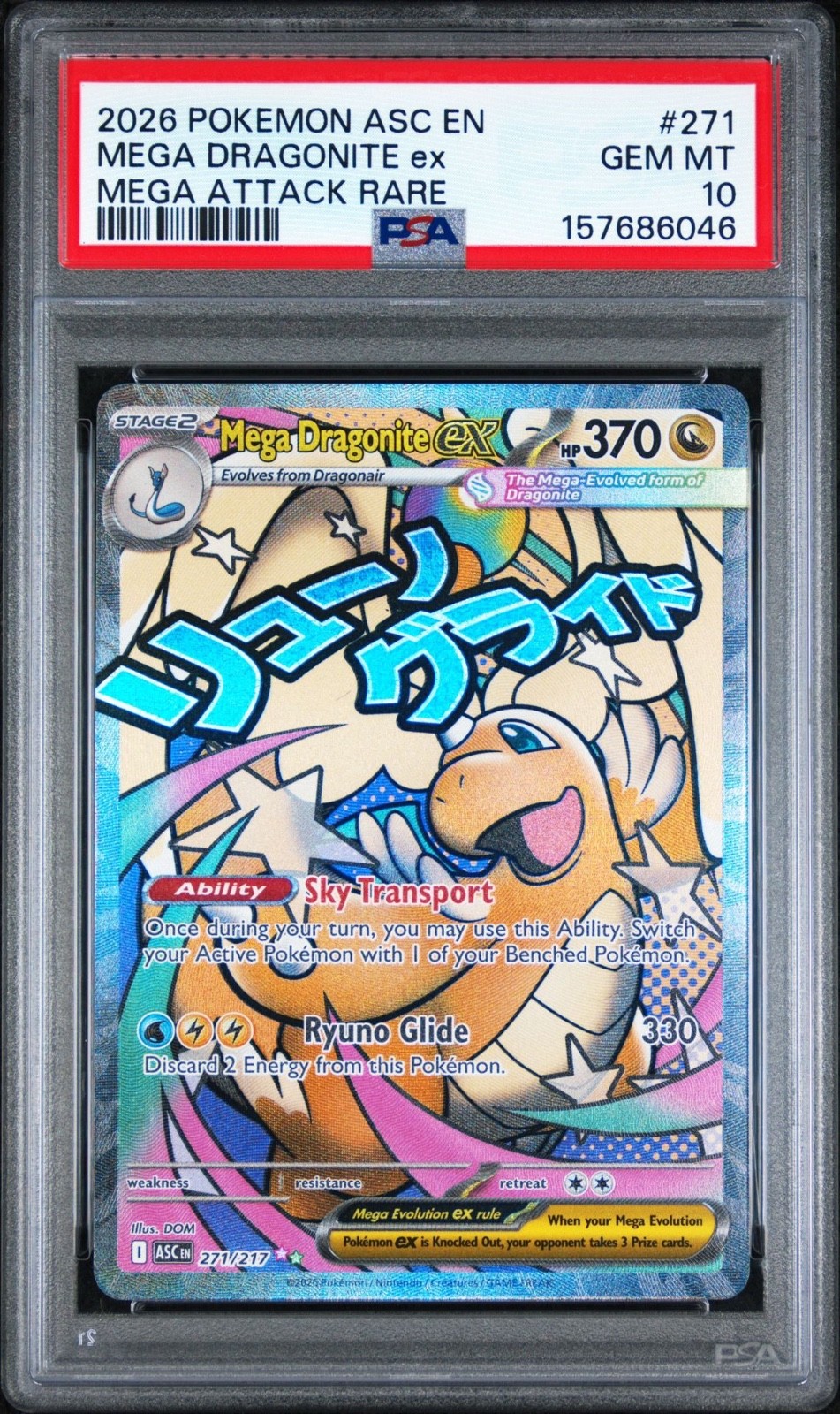 Pokemon Mega Dragonite Ex Ascended Heroes Mega Attack Rare #271 PSA 10 Gem Mint