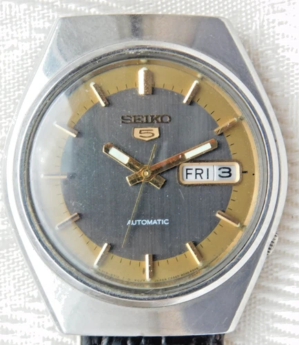 LOVELY VINTAGE WORKING SEIKO 5 AUTOMATIC 6309-8500 WRISTWATCH WATCH - STRAP A/F