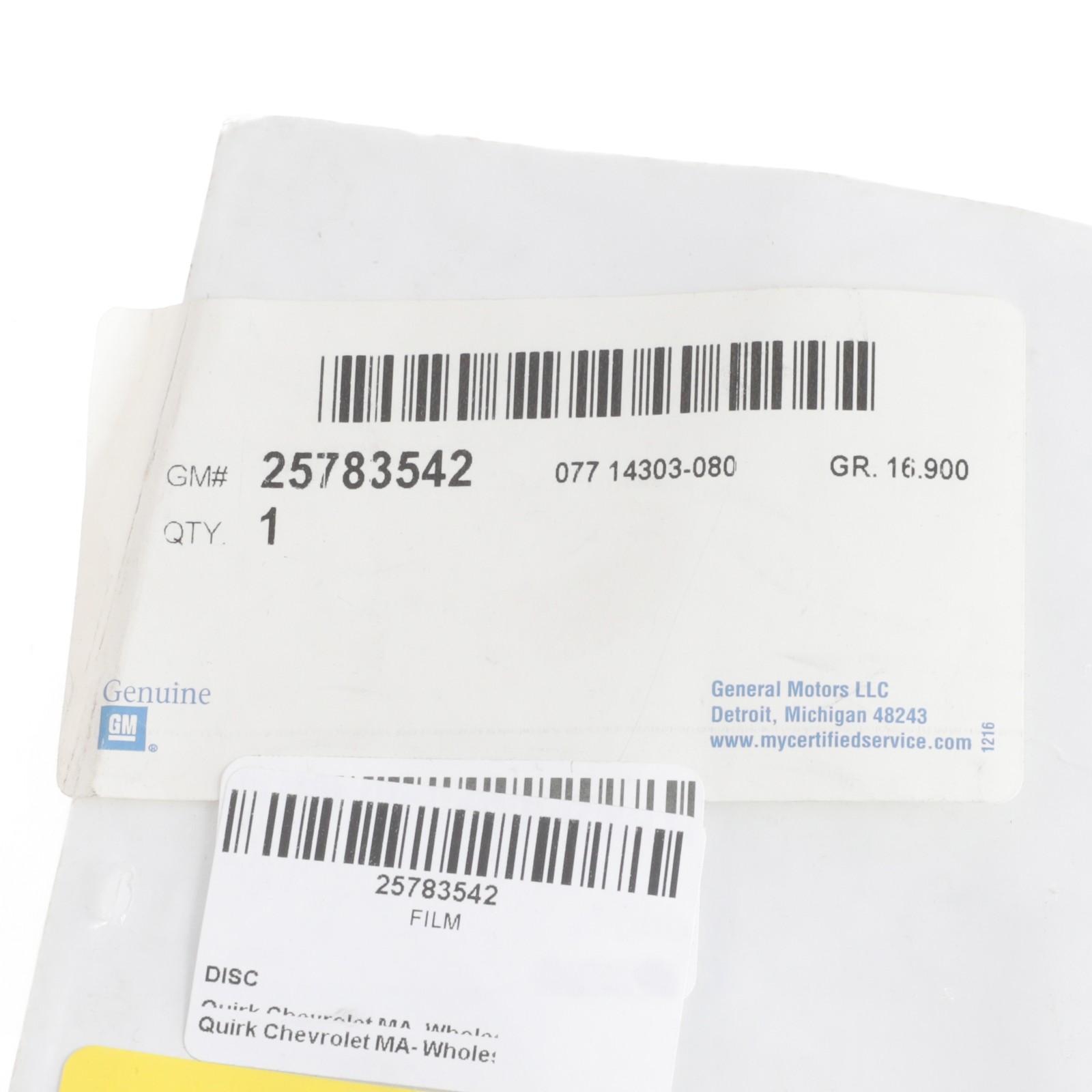 Genuine GM (N/P 25783542)