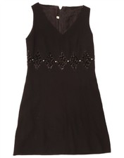 Vintage Womens Sleeveless Sheath Dress IT 44 Medium Black AB33