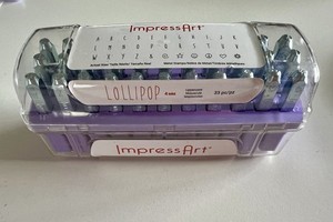 Impress Art Lollipop Uppercase 4MM Letter Metal Stamp Set (33 pcs.) In Case.