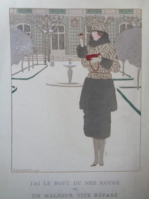 André Edouard MARTY Gazette du Bon Ton 1920 Bout nez rouge Gravure Mode Art Deco - Photo 1/3