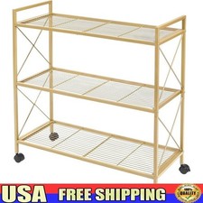 3-Tier Metal Storage Rack W/ Wheels Adjustable Feet Industrial Shelving Unit New