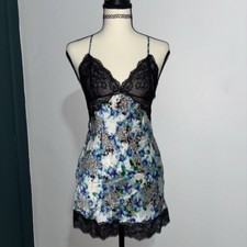 Victoria  s Secret Silk Slip Dress Womens S Floral Lace Chemise Lingerie
