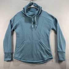 Columbia Pullover Womens Medium Blue Fleece Lined Cowl Neck Hoodie Sweatshirt