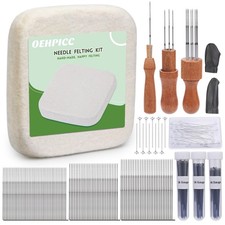 128 Pcs Needle Felting Tool Kit, 6 6 Inch Wool Felting Pad, with 102 Pcs Felt...