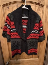 Style & Co Fair Isle Cardigan L Aztec Nordic Cozy Lagenlook Sweater