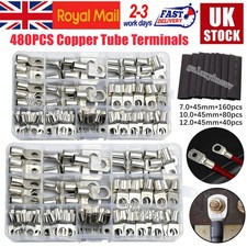 240PCS Copper Tube Terminals Set Battery Welding Cable Lug Ring Crimp Connectors