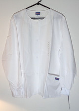 Women's White, Snap-Front, L. Slv. Scrub Top/Lab Coat by Cherokee, New, XL