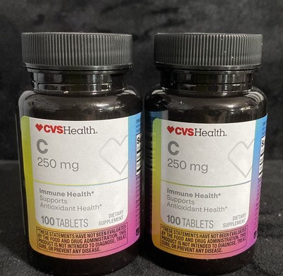 2x CVS Health Vitamin C 250mg Immune Antioxidant 100 Tablets Each 6/ ...