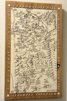 YELLOWSTONE SOLID WOOD FUN ENGRAVED MAP/WALL ART - JH Listed Separately-Unique!