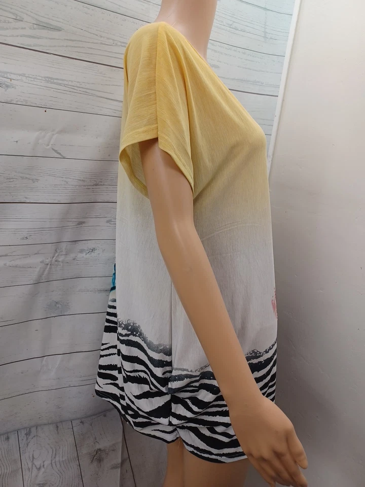 Camisa túnica verano sol top talla L/XL cabeza de tigre rayas estampado animal estrás Foto 3 de 4