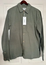 Men’s Rhythm Essential Long Sleeve Button Down Moss Green Shirt Size Large NWT