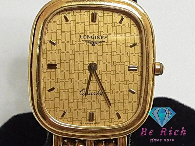 Longines Mens Gold Stainless Steel Vintage Quartz Watch with Bracelet
