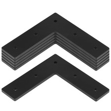 6 Pack Black Flat Corner Brace, 6" x 1-5/8" Heavy Duty Flat L Bracket, L Shap...