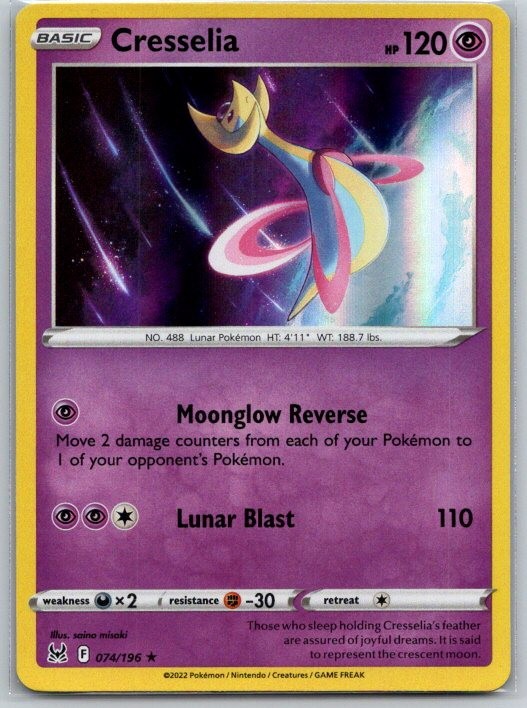 Cresselia 074/196 Holo Rare Lost Origin Pokemon Near Mint