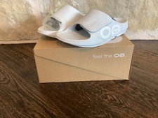 Oofos Ooahh Sport Flex Recovery Sandals Men's 11 White Adjustable Strap Slide
