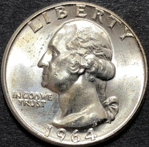 1964 WASHINGTON 90% SILVER QUARTER UNC COIN UNCIRCULATED