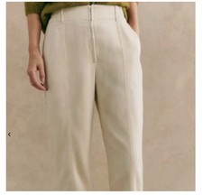 Sézane Women’s Bernardo Pants in Ecru 40 / Sz 8 Cotton Lyocell Zip NWT
