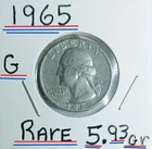 1965 Quarter No Mint Mark Error 5.93 gr. Heavy Planchet Almost Silver RARE Look