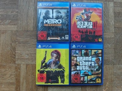 PS4 Spielesammlung Best of - RDR2, GTA 5, Cyberpunk, Metro Redux - Top!