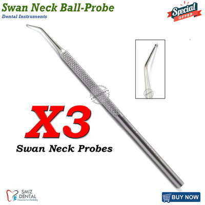 Fußpflege Schwanenhals Sonde abgewinkelt Single Ball End Nagelsonde Pediküre Maniküre X3