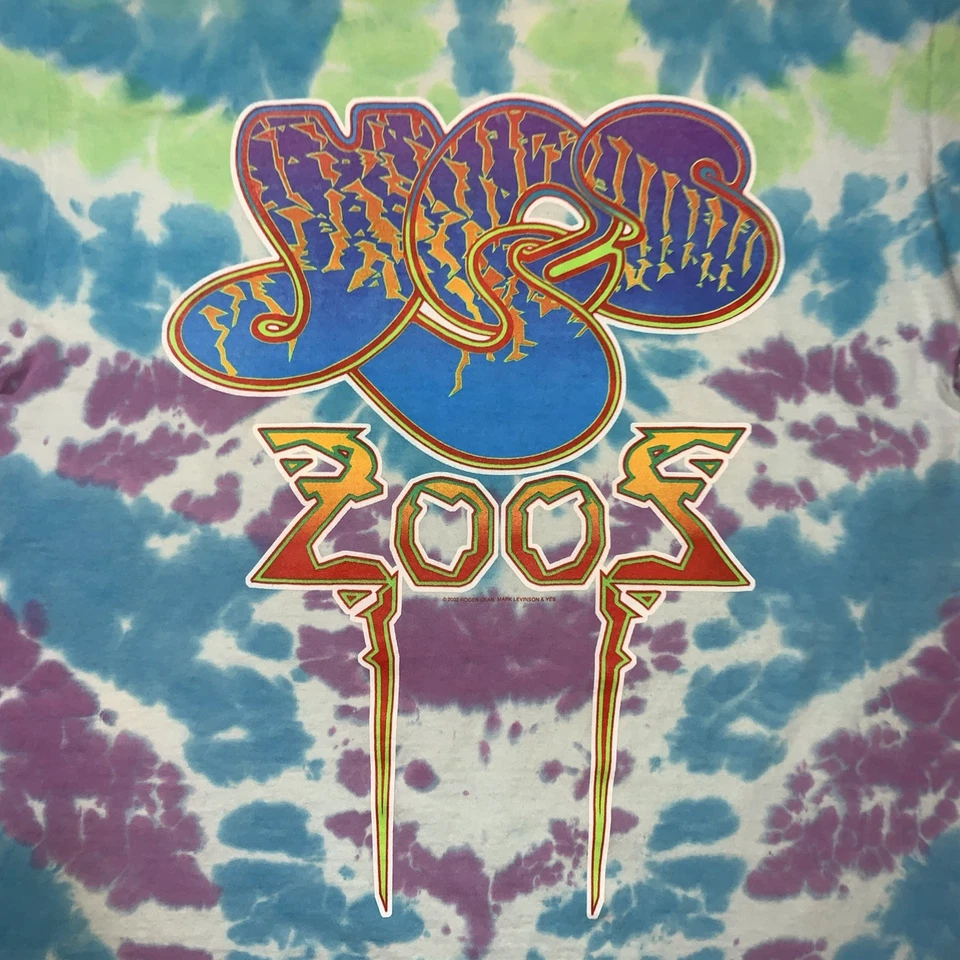 Camiseta Vintage Yes Liquid Blue Tie Dye Roger Dean 2002 Concert Tour Grande - Imagem 4 de 4