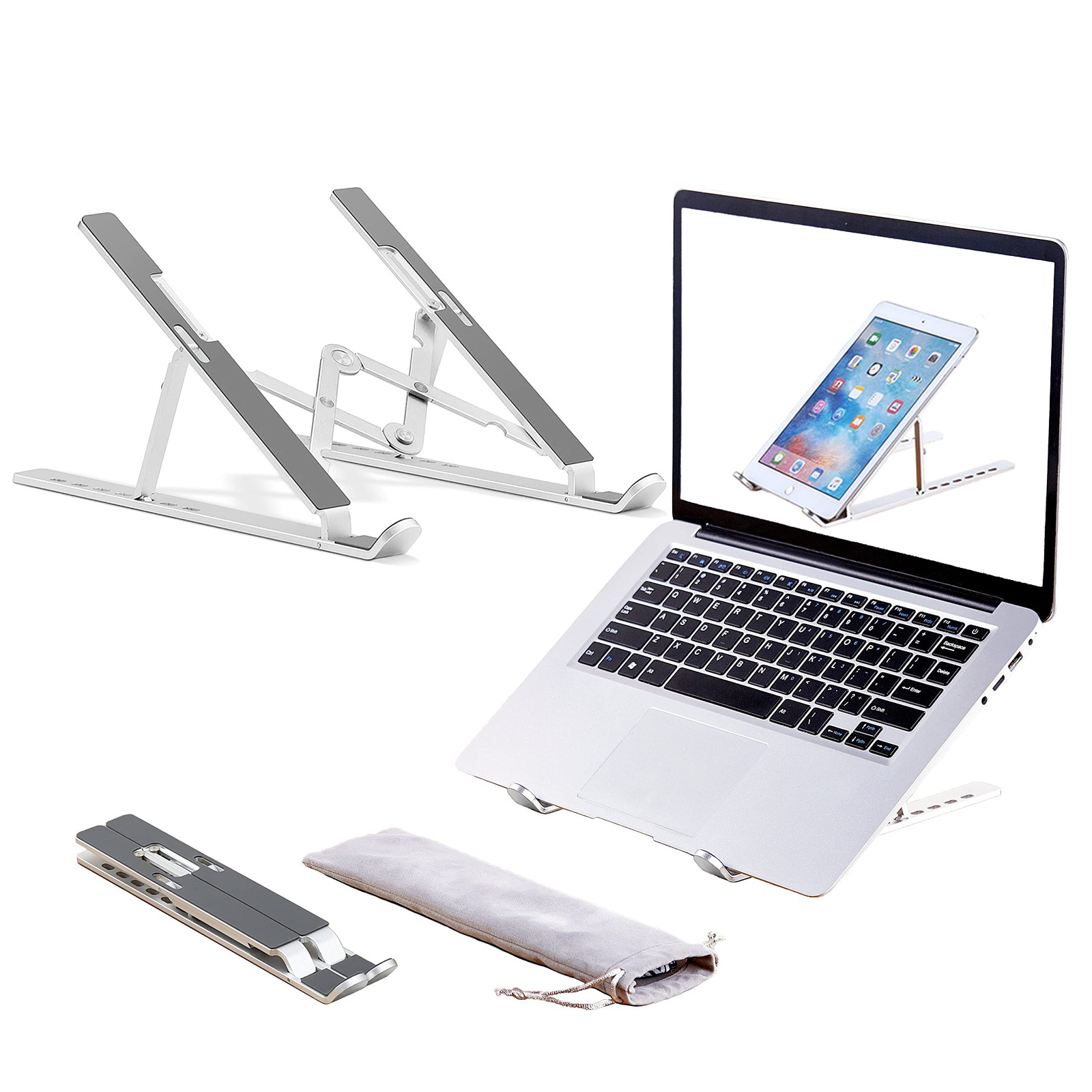 Adjustable Aluminum Laptop Stand Foldable Portable Holder for Comfortable Typing