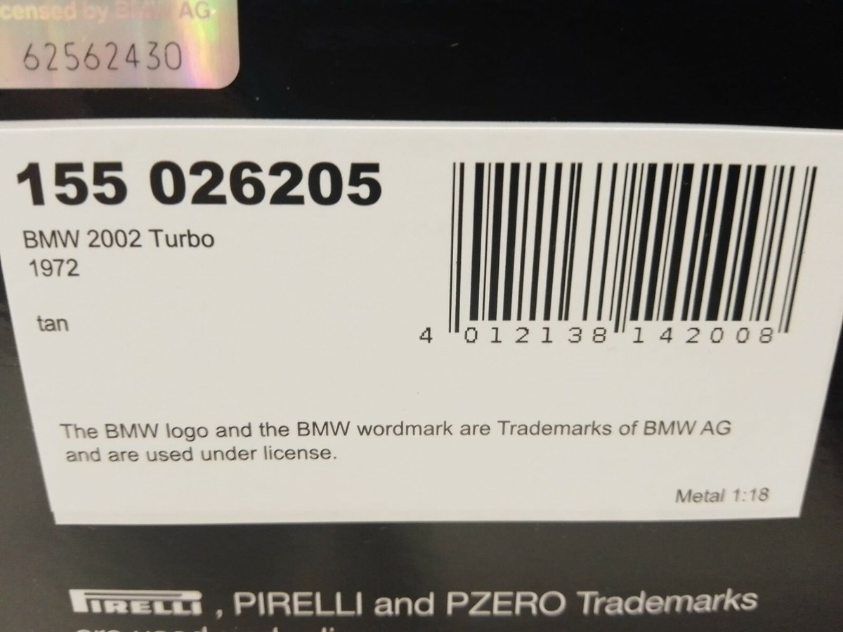 Minichamps 155026205 1/18 BMW 2002 Turbo 1973 Tan diecast Model