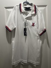 New Psycho Bunny Polo Shirt Boys White Short Sleeve Preppy Collared Youth 14/ 16