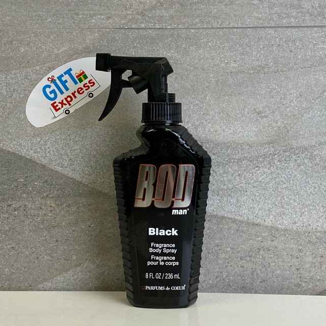 Bod Man Black Body Spray Fragrance 8 oz by Parfums De Coeur For Men New