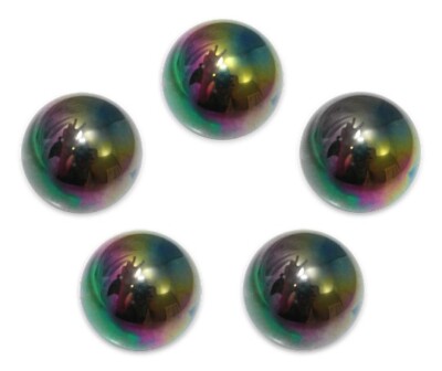 Pk 5 25mm Meteor Glass Mega Marble Shooters Vacor Iridescent Rainbow Surface
