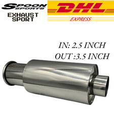 Spoon Sport Hi-power Universal Single Exhaust Muffler Inlet2.5 Outlet 3.5 Inches
