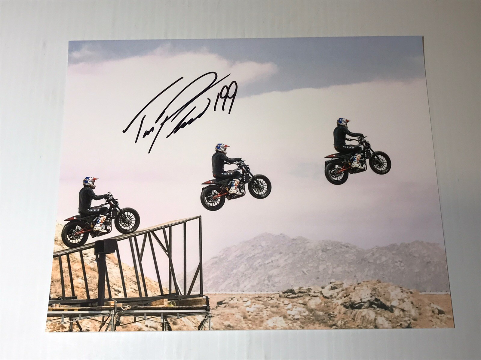 TRAVIS PASTRANA Signed 8x10 INDIAN SCOUT MOTORCYCLE Photo Ve